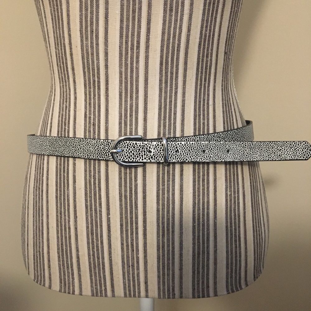 Black white speckled leather belt H&M